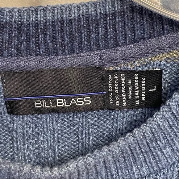 Vintage Bill Blass Sweater Large Grandpa Sweater stripes Blue cotton blend - Picture 3 of 9